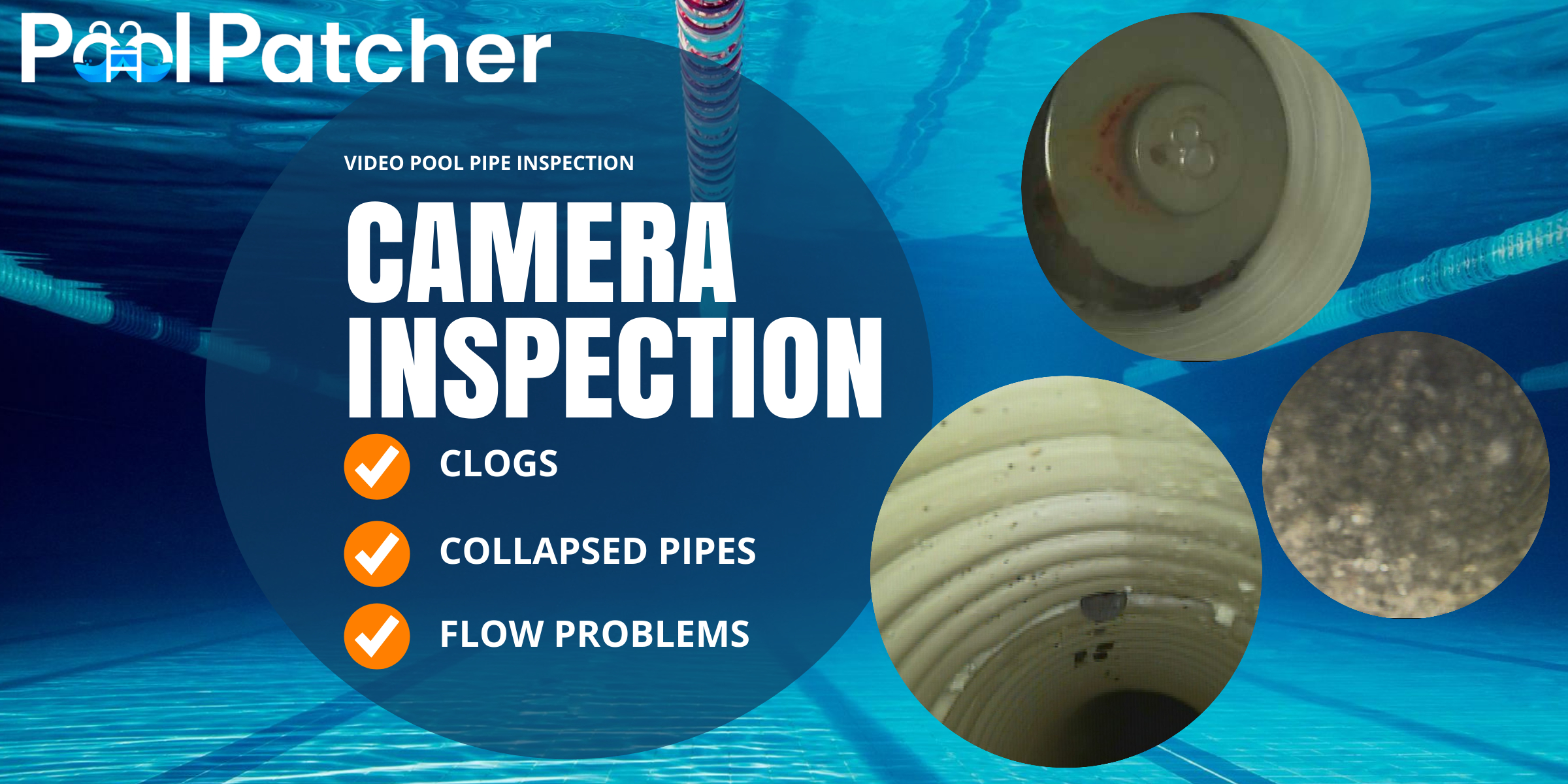 POOL PIPE CAMERA VIDEO INSPECTION POOL PATCHER